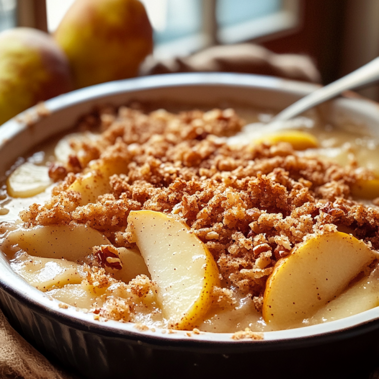 Delicious Cinnamon Pear Walnut Crumble Recipe