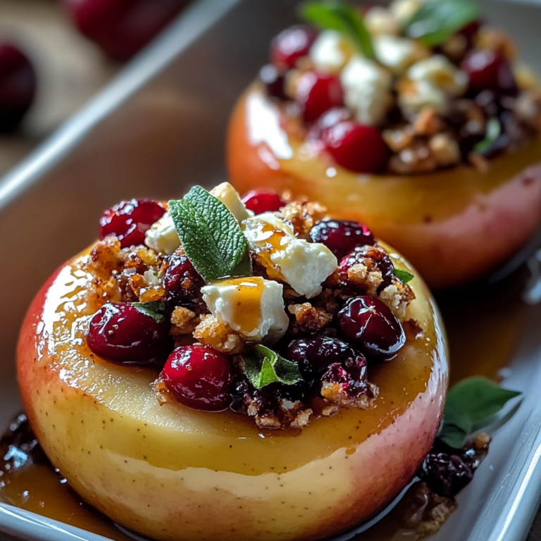Delicious Baked Apples with Feta and Cranberries