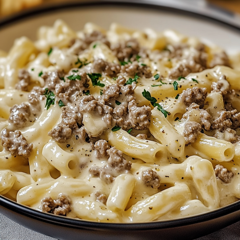 Creamy Ground Beef Alfredo Pasta Recipe