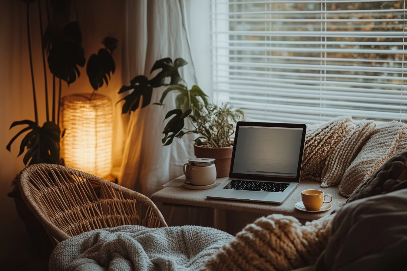 peaceful home office setup