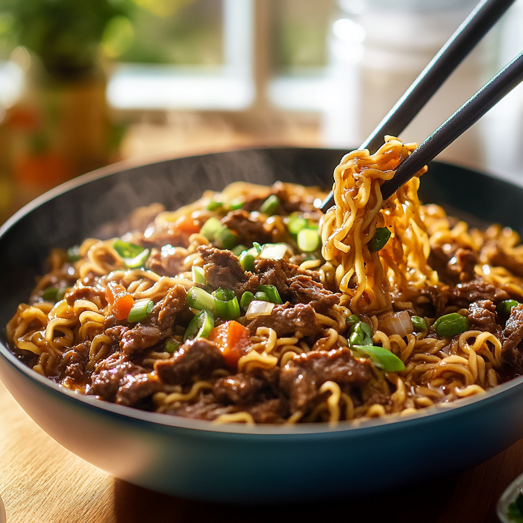 Slow Cooker Beef Ramen Noodles