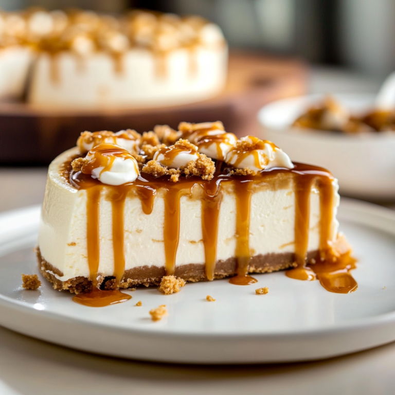 Easy Salted Caramel No Bake Cheesecake