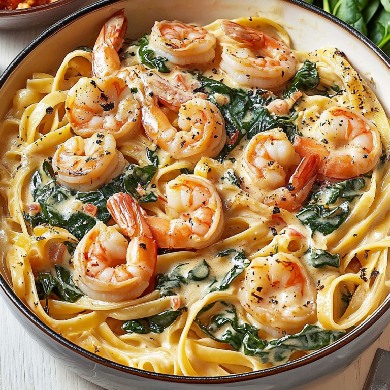 Spinach Shrimp Fettuccine