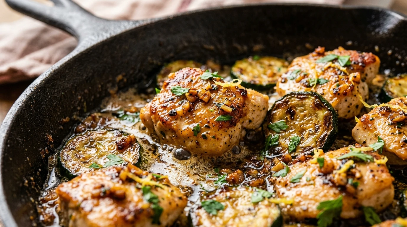 Garlic Butter Chicken Bites with Lemon Zucchini