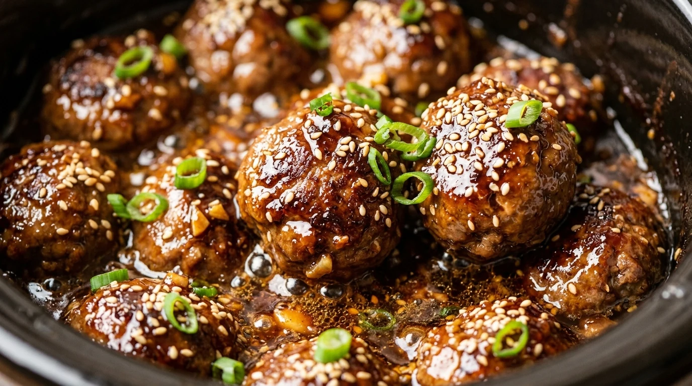 Slow Cooker Honey Garlic Beef Meatballs