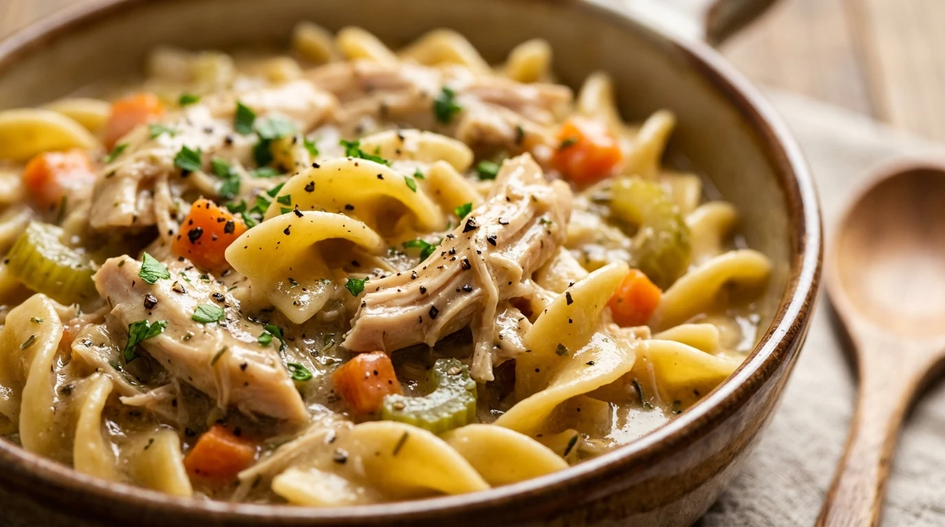 Slow Cooker Creamy Chicken and Noodles