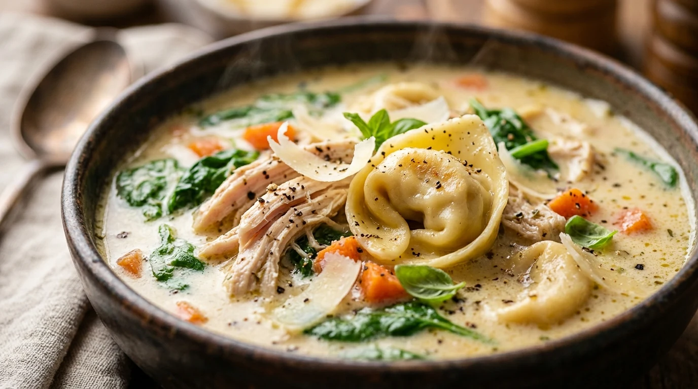 Slow Cooker Creamy Chicken Tortellini Soup