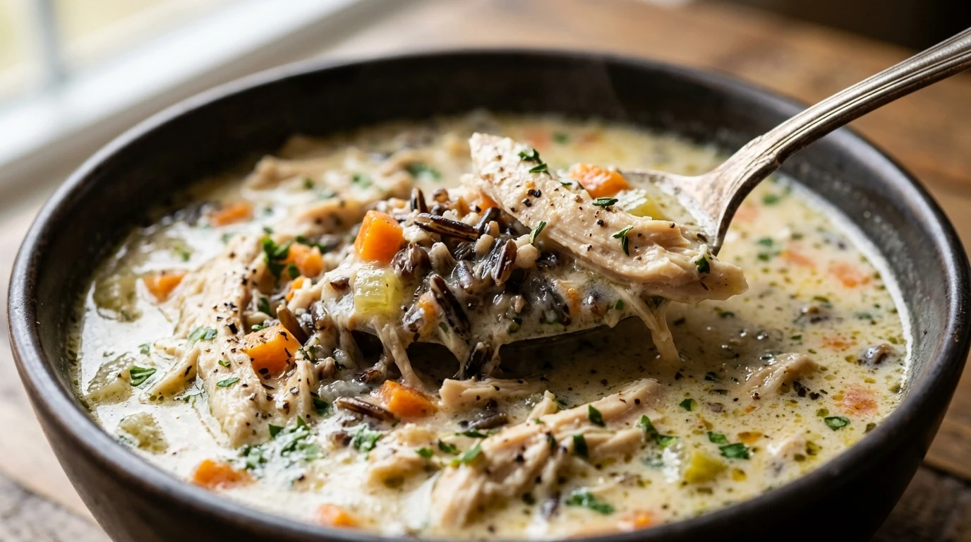 Slow Cooker Creamy Chicken and Wild Rice Soup