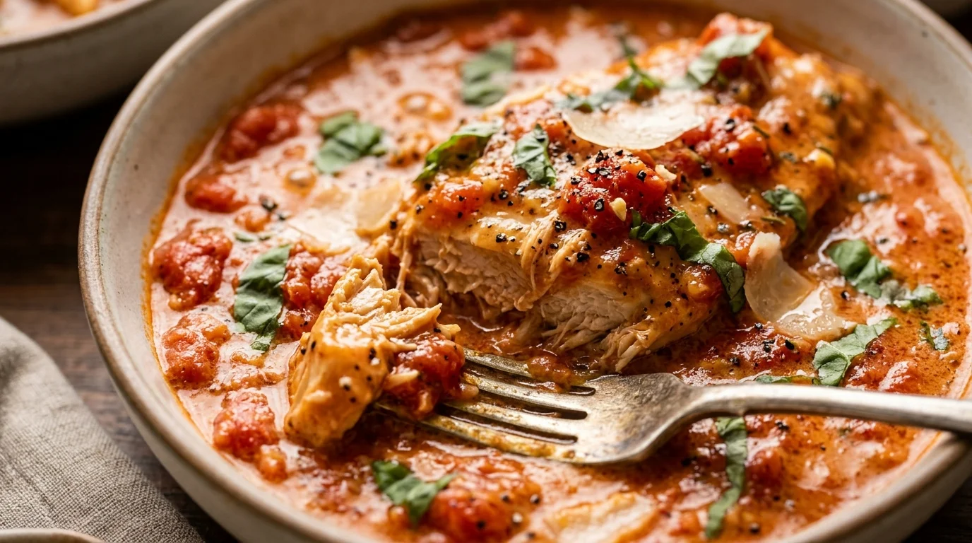 Slow Cooker Creamy Tomato Basil Chicken