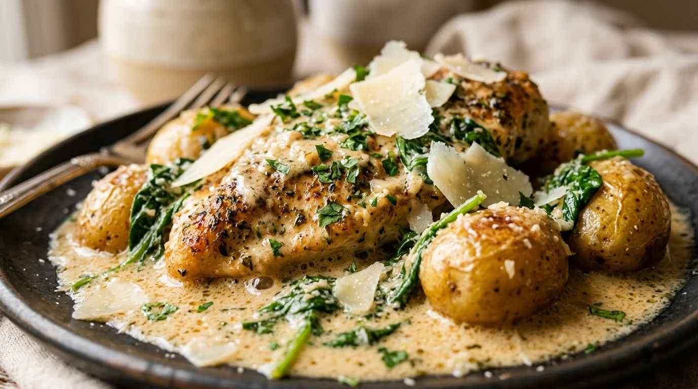 Slow Cooker Garlic Parmesan Chicken and Potatoes