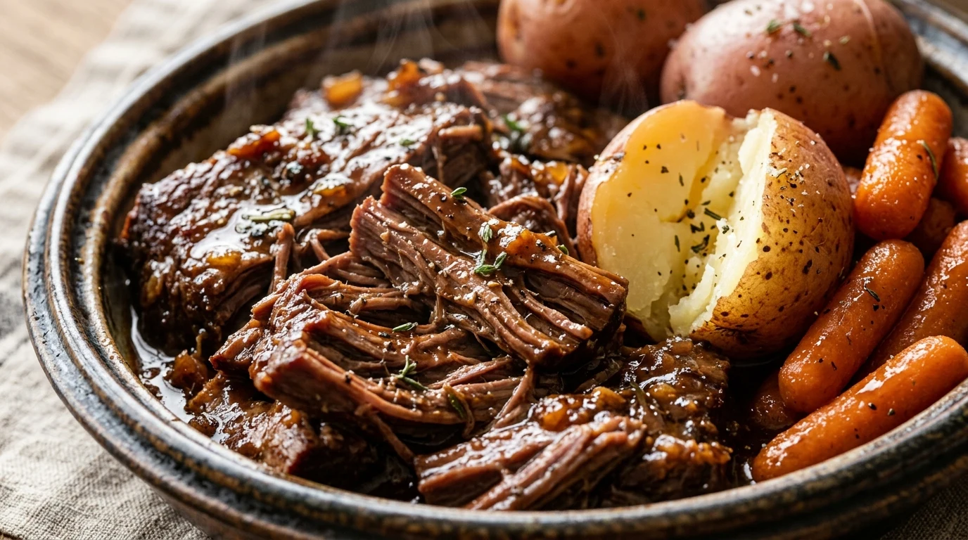 Slow Cooker Honey Balsamic Beef Pot Roast